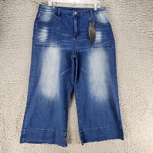 Crazy Train Jeans Womens 15 Medium Wash High Rise Wide Leg Crop *NWT*